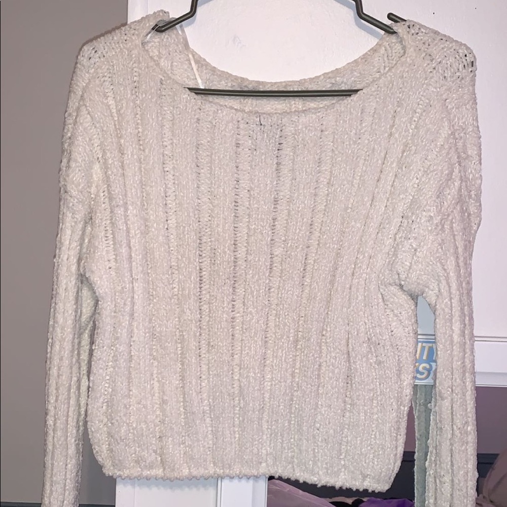 white cropped sweater